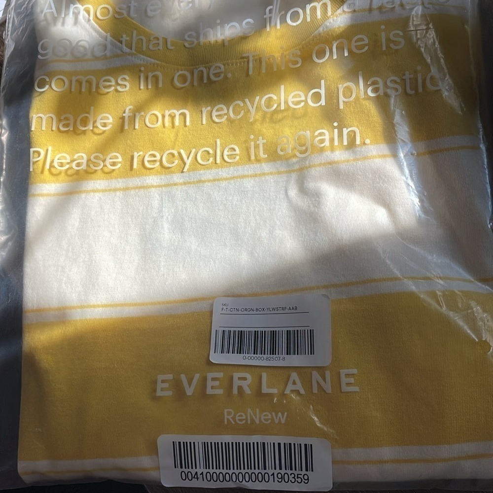 Everlane Organic Cotton Box-Cut Tee Yellow Stripe Sz. XXXL - Picture 10 of 11